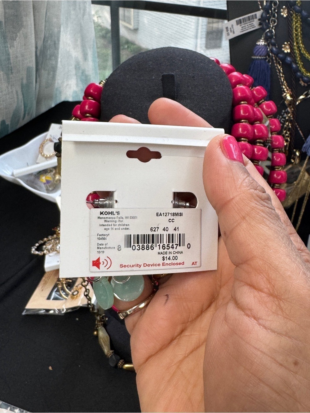 Kohl's LC Lauren Conrad Silver Hoops with Mint Green Drops - Picture 2 of 2